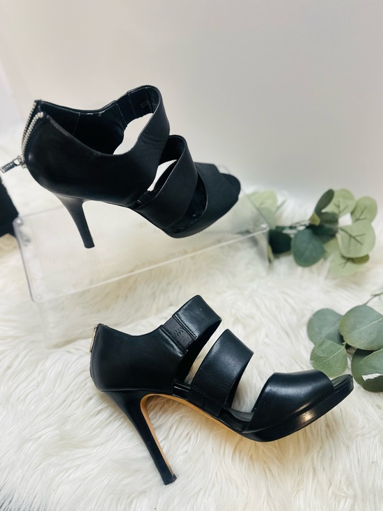 White House Black Market Shoes - White House Black Market Black Strappy Peep-Toe Heels